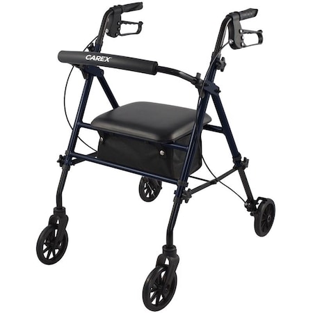 Compass Health Brands Carex Health Brands Step N Rest Blue Rolling Walker Aluminum/Plastic 39 in. H X 22.5 in. L FGA22300 0000